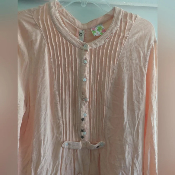 Free People Snap Out Of It Coral Tunic Top Gauzy Cotton Beach Medium - Picture 6 of 8